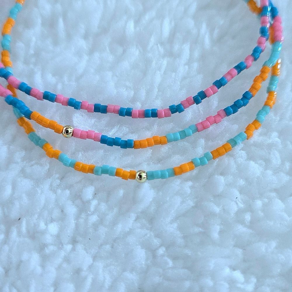 Gorjana "Gigi Stripe" Glass🪟 Bead Stretch Bracelet Trio3️⃣ (MIAMI) - NWT - Picture 14 of 16